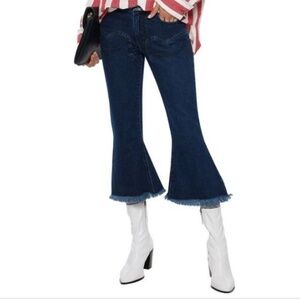 Marques Almeida Frayed Embroidered Kick Flare Jean